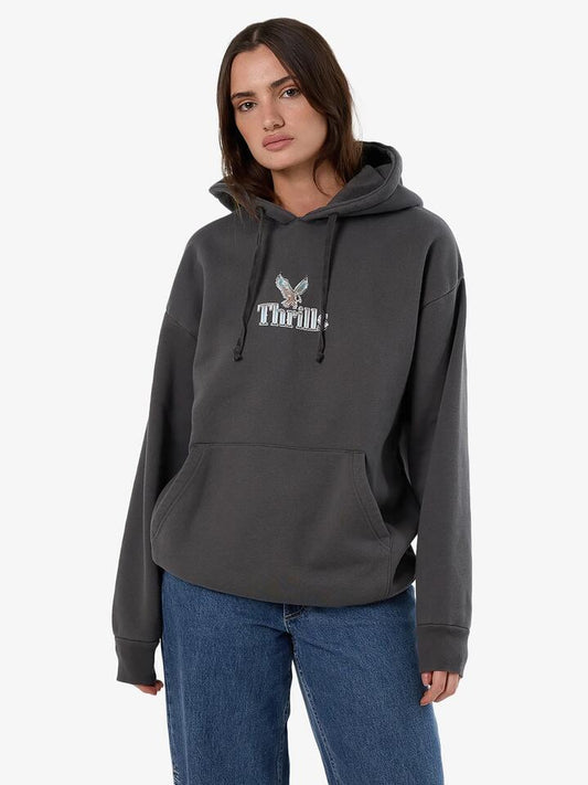 Image of a model wearing Outerwear. Productname: Thrills Strength and Glory Slouch Hood in MERCH BLACK colour by brand - Thrills