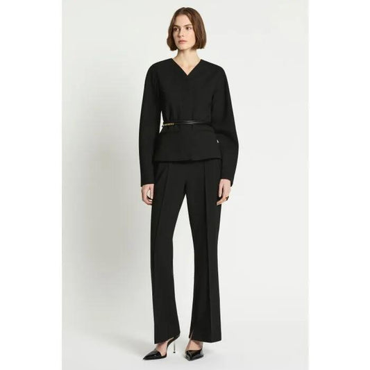 Image of a model wearing Outerwear. Productname: Baroque Jacket in Black colour by brand - sass and bide