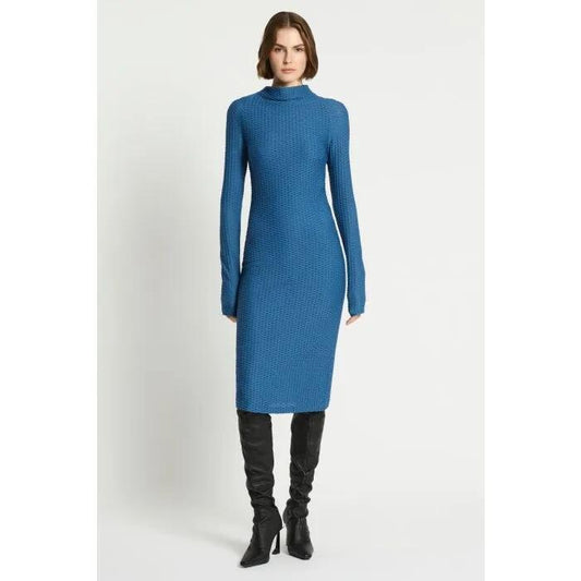 Image of a model wearing Dress. Productname: Atto Dress in DARK BLUE colour by brand - sass and bide