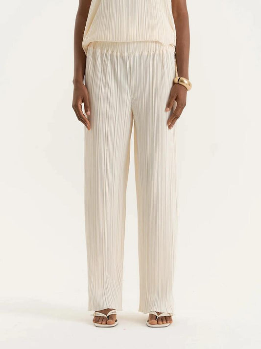 Image of a model wearing Pants. Productname: 4th & Reckless Olivia Trousers in Cream colour by brand - 4th & Reckless