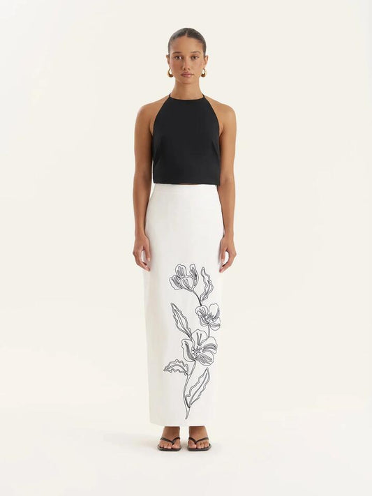 Image of a model wearing Skirts. Productname: 4th & Reckless Alondra Skirt in White colour by brand - 4th & Reckless