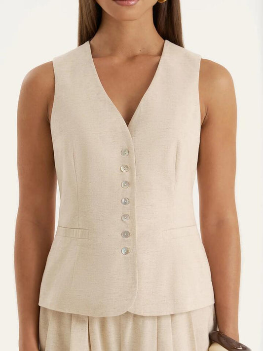 Image of a model wearing Tops. Productname: 4th & Reckless Milo Top in Beige colour by brand - 4th & Reckless