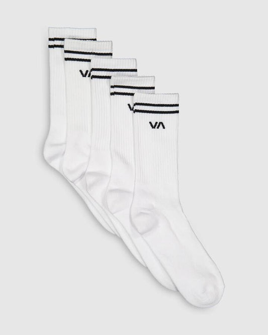 Image of Socks. Productname: RVCA Mens Union 5 Pack Crew Socks White - in White colour by brand - RVCA