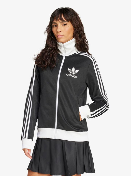 Image of a model wearing Tops. Productname: Adidas Womens Classic Track Top in Black/White colour by brand - Adidas
