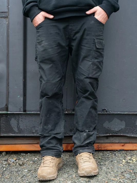Image of a model wearing Uniforms & Workwear. Productname: Volcom Mens Workwear Caliper Relaxed Carpetner Pants Black - in Black colour by brand - Volcom