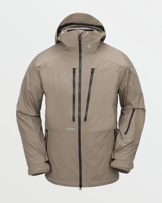 Image of a model wearing Outerwear. Productname: Volcom Mens Guch Stretch Gore-Tex Snow Jacket Chestnut Brown - in Chestnut Brown colour by brand - Volcom