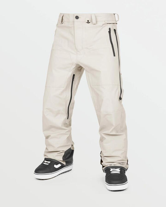 Image of a model wearing Pants. Productname: Volcom Mens Guide Gore-Tex Snow Pants Stone - in Stone colour by brand - Volcom