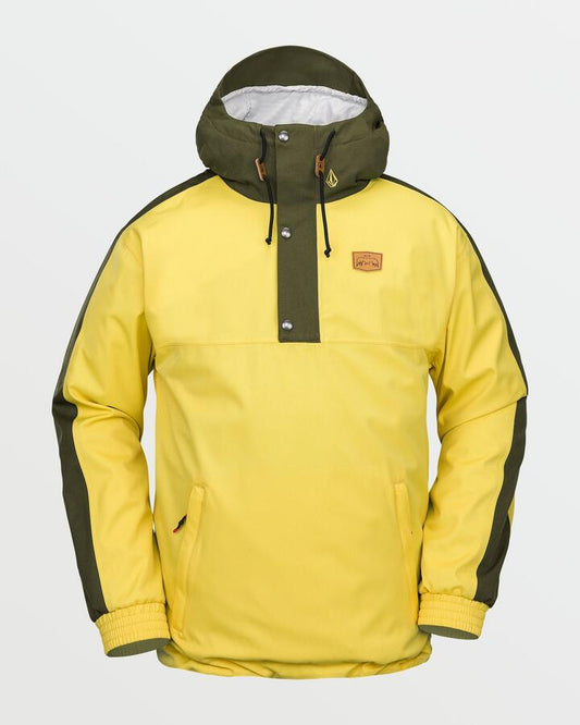 Image of a model wearing Outerwear. Productname: Volcom Mens Longo 20K Snow Jacket Dark Yellow - in Dark Yellow colour by brand - Volcom