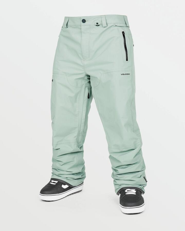 Image of a model wearing Pants. Product name - Volcom Mens L Gore-Tex Snow Pants Agave in Agave colour by brand - Volcom
