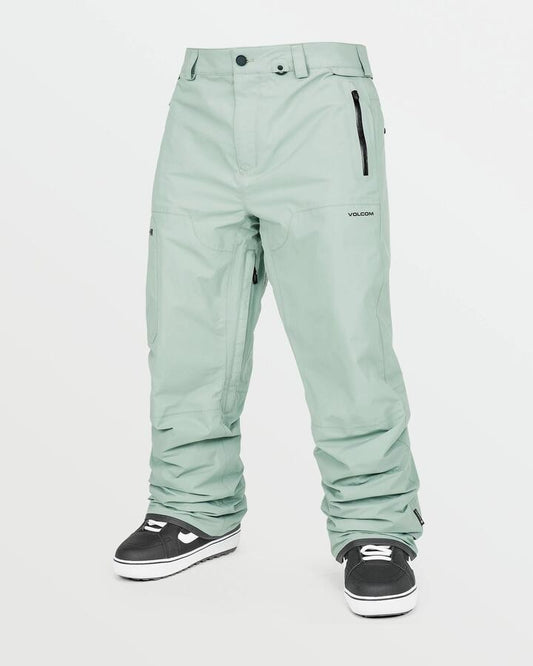 Image of a model wearing Pants. Product name - Volcom Mens L Gore-Tex Snow Pants Agave in Agave colour by brand - Volcom