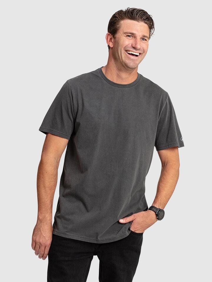 Image of T-Shirts. Product name - Volcom Mens Aus Wash T-Shirt Black in Black colour by brand - Volcom