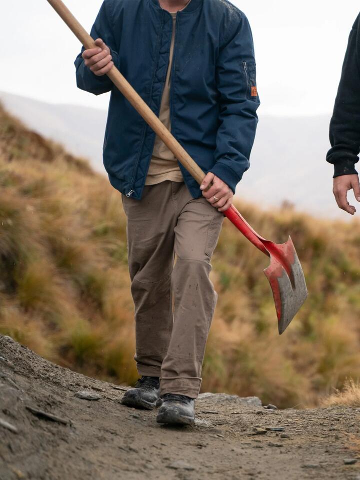 Image of a model wearing Uniforms & Workwear. Productname: Volcom Mens Workwear Caliper Relaxed Carpetner Pants Brindle - in Brindle colour by brand - Volcom