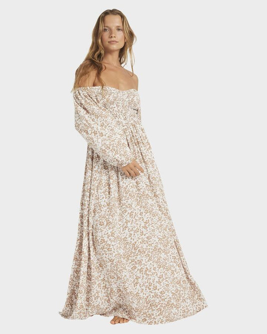 Image of Dresses. Product name - Roxy Womens Karlina Maxi Dress Cloud Dancer in Cloud Dancer colour by brand - Roxy