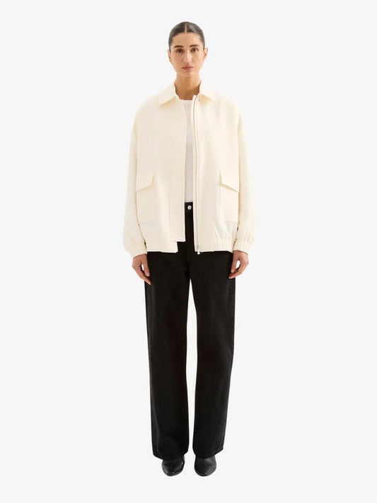 Image of a model wearing Outerwear. Productname: Nude Lucy Andrea Jacket in Ivory colour by brand - Nude Lucy