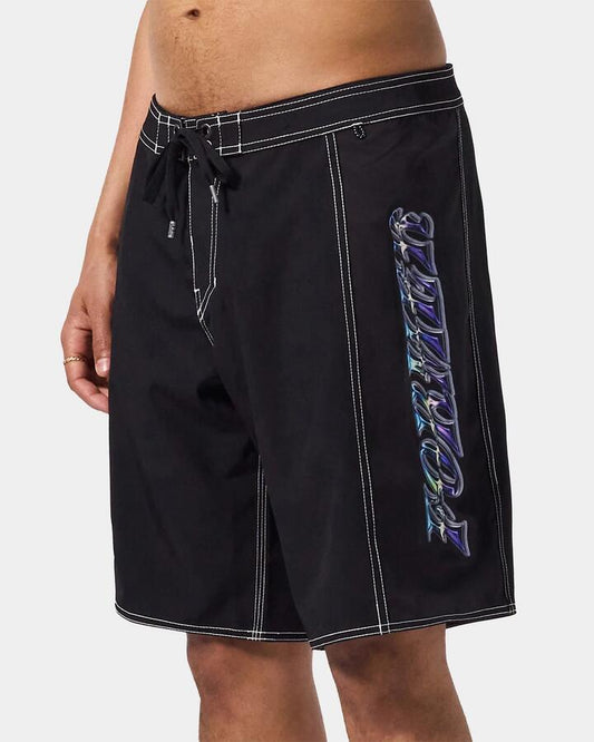 Image of Swimwear. Productname: Former - Mens System Foil 19' Trunk Boardshorts - Black - in Black colour by brand - Former