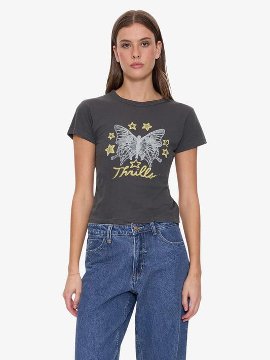 Image of a model wearing Tops. Productname: Thrills Angel Starboy Tee in MERCH BLACK colour by brand - Thrills