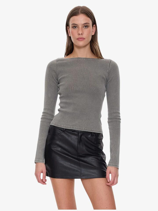 Image of a model wearing Tops. Productname: Thrills Hyperdrive Rib Top in CHARCOAL ROSE colour by brand - Thrills