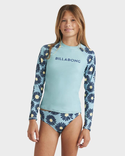 Image of Accessories. Product name - Billabong Girls 6-14 Sunshirt Two Piece Misty Blue in Misty Blue colour by brand - Billabong