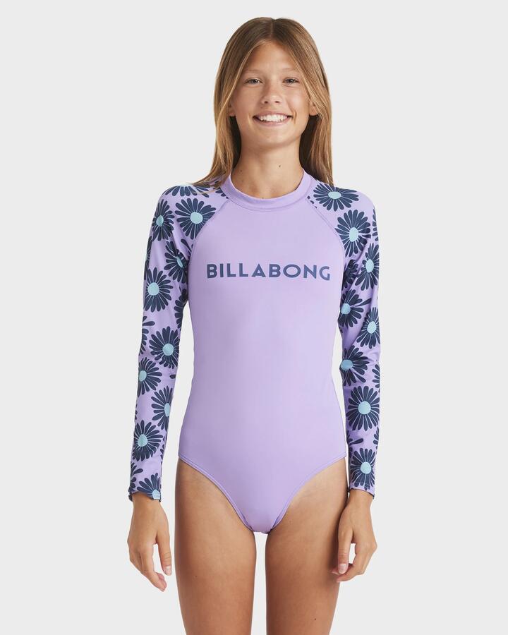 Image of a model wearing Tops. Productname: Billabong - Girls 6-16 Fresh Daze Long Sleeve Rash Vest - Multi - in Multi colour by brand - Billabong