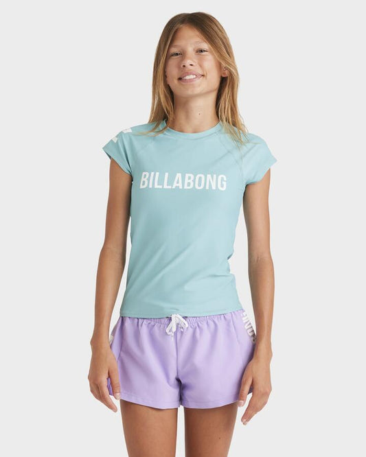 Image of Shirts. Product name - Billabong Girls 2-16 Heat Wave Surf Shirt Misty Blue in Misty Blue colour by brand - Billabong