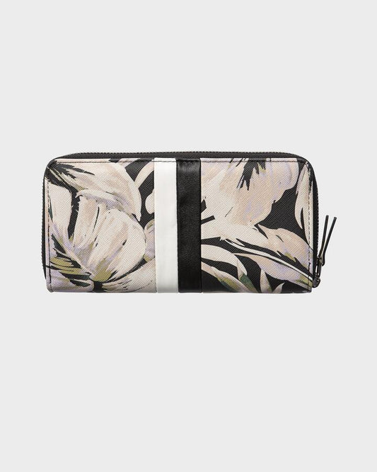 Image of Wallets & Money Clips. Product name - Billabong Womens Zip Around Bi-Fold Wallet Black Floral in Black Floral colour by brand - Billabong