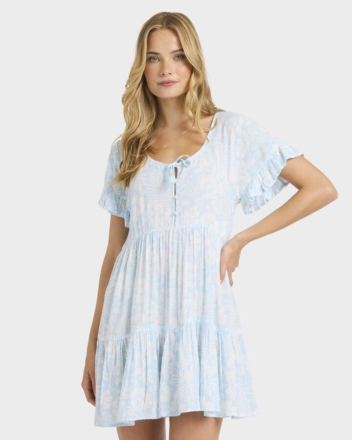 Image of Dresses. Productname: Billabong Womens Off Tropic Tier Mini Dress Sky Blue - in Sky Blue colour by brand - Billabong