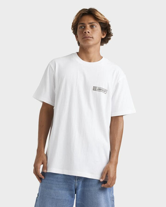 Image of T-Shirts. Product name - Quiksilver Mens Down The Line T-Shirt White in White colour by brand - Quiksilver
