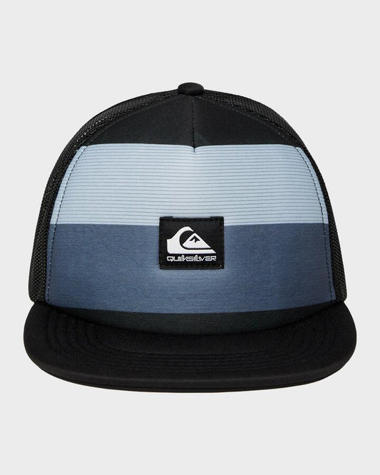 Image of Hats. Productname: Quiksilver Boys 8-16 Emu Coop Trucker Cap Black Reconnect Stripe - in Black Reconnect Stripe colour by brand - Quiksilver