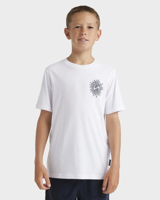 Image of T-Shirts. Product name - Quiksilver Boys 8-16 Spiral Flame T-Shirt White in White colour by brand - Quiksilver