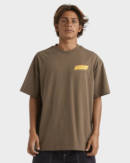 Image of T-Shirts. Productname: Quiksilver Mens Quick Records T-Shirt Canteen - in Canteen colour by brand - Quiksilver