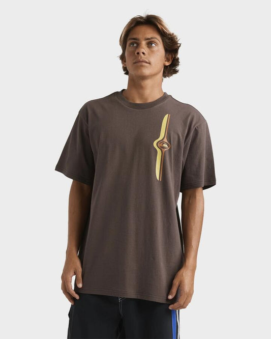 Image of T-Shirts. Product name - Quiksilver Mens Stringer Band T-Shirt Chocolate Brown in Chocolate Brown colour by brand - Quiksilver