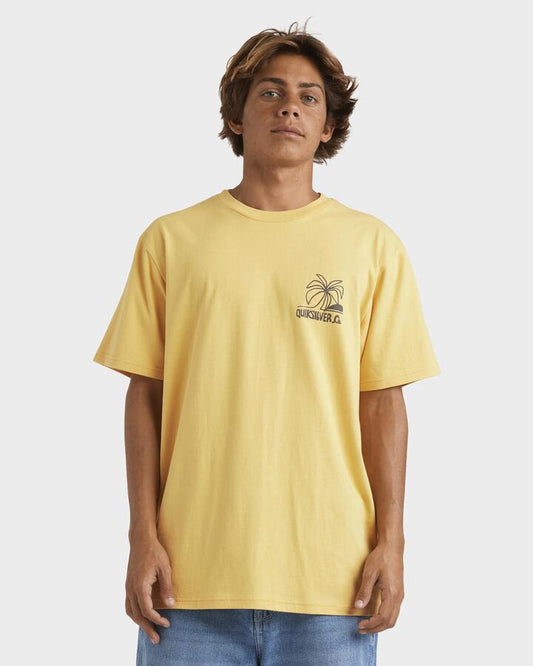 Image of T-Shirts. Product name - Quiksilver Mens Lazy Palms T-Shirt Rattan in Rattan colour by brand - Quiksilver