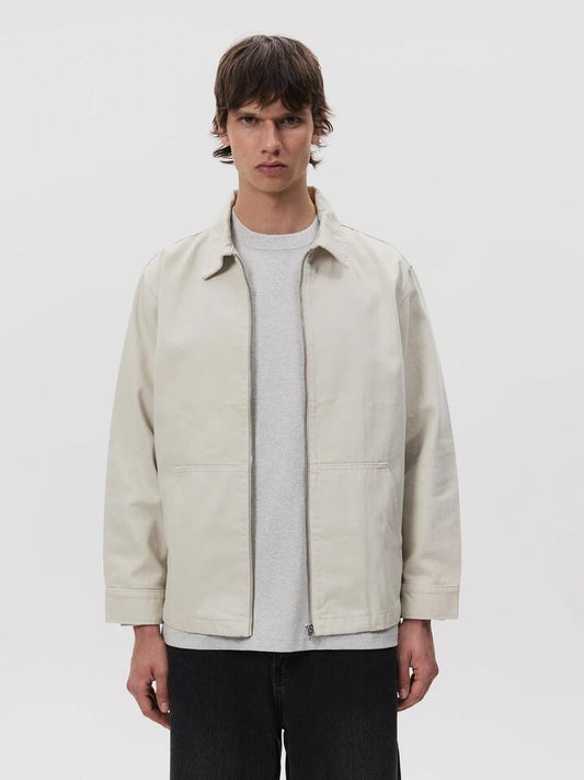 Image of a model wearing Outerwear. Productname: Article One Gus Jacket in Ecru colour by brand - Article One