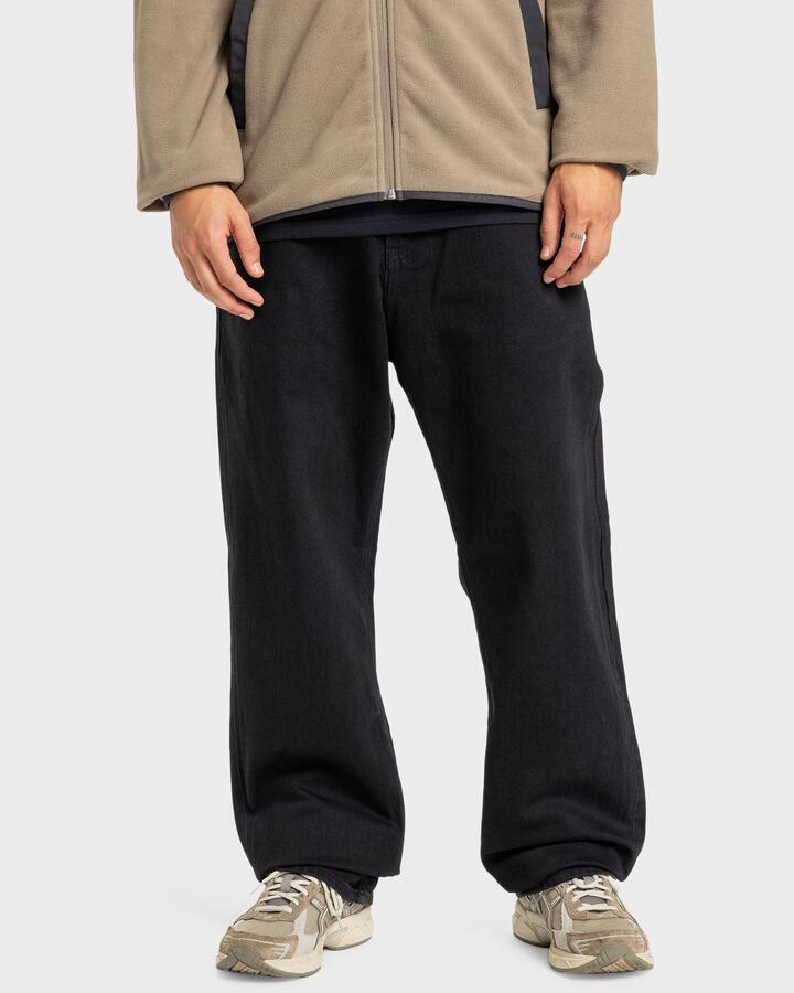 Image of Jeans. Product name - Quiksilver Mens Baggy Denim Jeans Black in Black colour by brand - Quiksilver