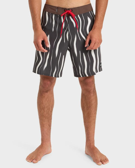 Image of Swimwear. Productname: Quiksilver - Mens Surfsilk Straight 18" Boardshorts - Tarmac Sandstrokes - in Tarmac Sandstrokes colour by brand - Quiksilver