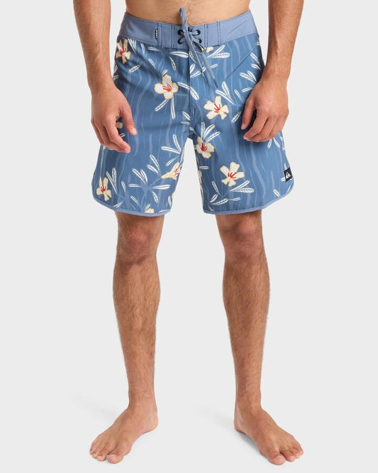 Image of Swimwear. Productname: Quiksilver - Mens Surfsilk 18" Boardshorts - China Blue Dusty Floral - in China Blue Dusty Floral colour by brand - Quiksilver