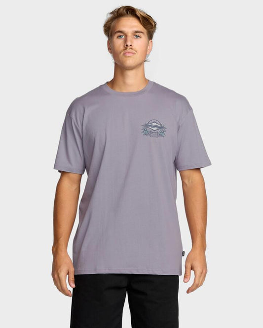 Image of a model wearing Tops. Productname: Billabong - Mens Jaybay T-Shirt - Light Purple - in Light Purple colour by brand - Billabong