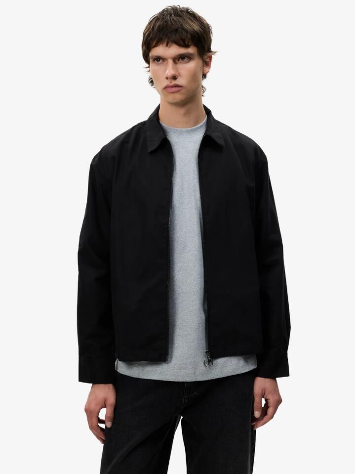 Image of a model wearing Outerwear. Productname: Article One Tansey Shacket in Charcoal colour by brand - Article One