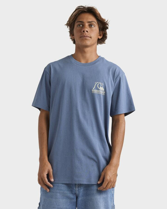 Image of T-Shirts. Product name - Quiksilver Mens Under The Lip T-Shirt China Blue in China Blue colour by brand - Quiksilver