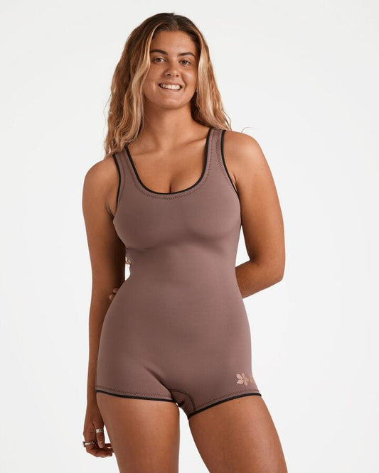 Image of Wetsuits. Product name - Billabong Womens Wave Walker Mini One Piece Wetsuit Kona in Kona colour by brand - Billabong