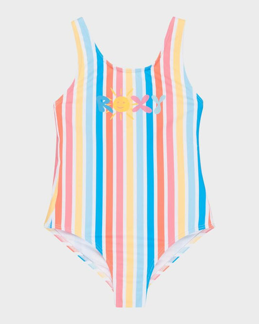 Image of Swimwear. Product name - Roxy Girls 2-7 Holy Stripe One Piece Swimsuit Bright White Holy Stripe in Bright White Holy Stripe colour by brand - Roxy
