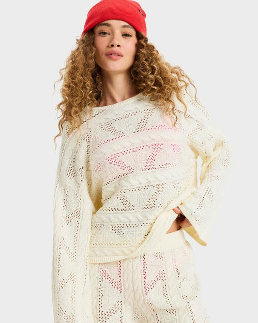 Image of Accessories. Productname: Roxy - Womens Salt Siren Crew Neck - Egret - in Egret colour by brand - Roxy