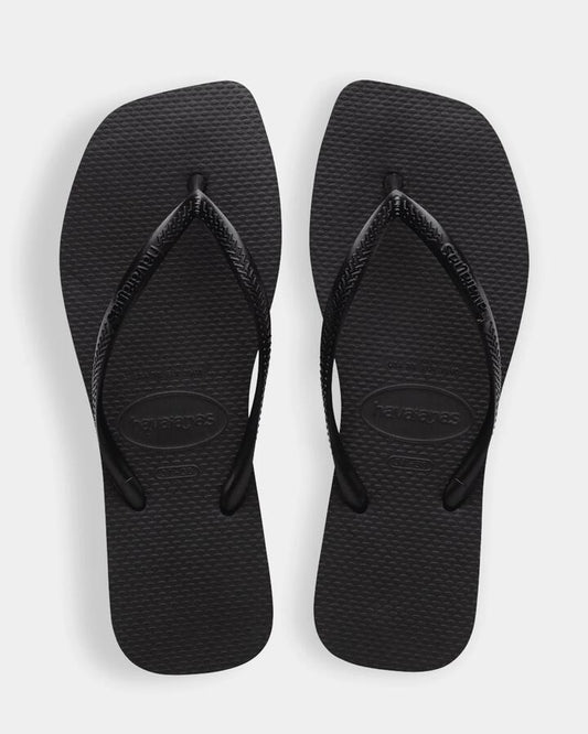 Image of Sandals. Productname: Havaianas - Womens Slim Squre Thongs - Black - in Black colour by brand - Havaianas
