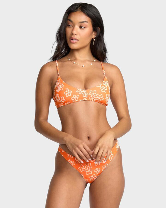 Image of a model wearing Tops. Productname: Billabong Womens Josie Have It All V Bralette Bikini Top Orange Pop - in Orange Pop colour by brand - Billabong