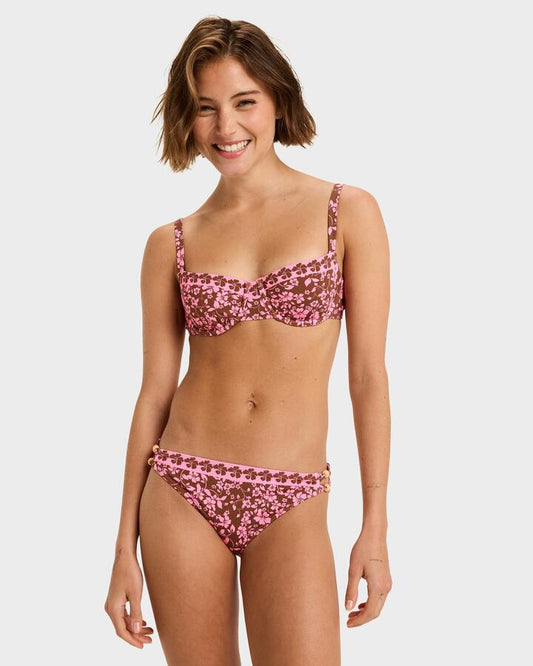 Image of Swimwear. Product name - Roxy Womens Kerline Hipster Bikini Bottom Tiramisu Kerlina Border in Tiramisu Kerlina Border colour by brand - Roxy