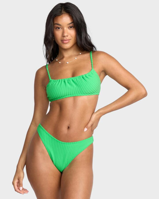 Image of a model wearing Tops. Productname: Billabong Womens Josie In The Loop Bralette Bikini Top Jungle Green - in Jungle Green colour by brand - Billabong