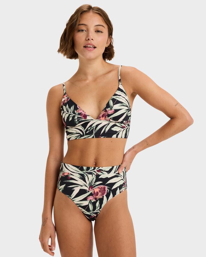 Image of Swimwear. Product name - Roxy Womens Beach Classics Bikini Bottom Anthracite Wind Swept Floral in Anthracite Wind Swept Floral colour by brand - Roxy
