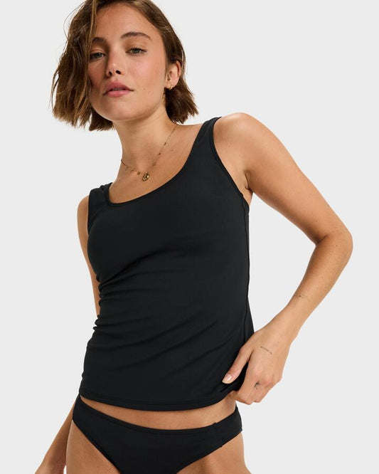 Image of Swimwear. Product name - Roxy Womens Beach Classics Tankini Bikini Top Anthracite in Anthracite colour by brand - Roxy