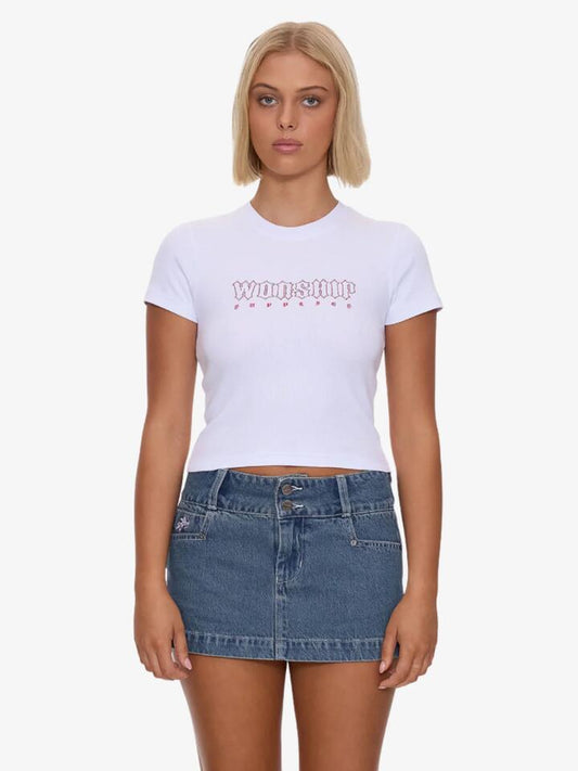 Image of T-Shirts. Productname: Worship Glitz Slim Fit Tee in White colour by brand - Worship
