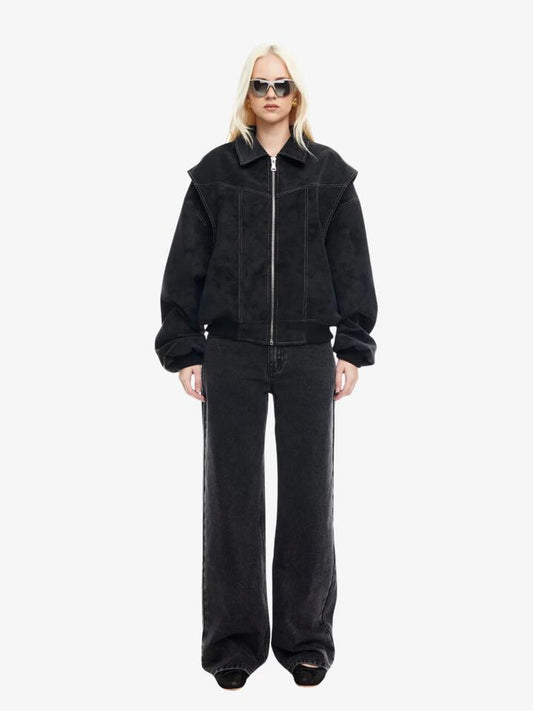 Image of a model wearing Outerwear. Productname: Lioness Vista Bomber in ONYX colour by brand - Lioness